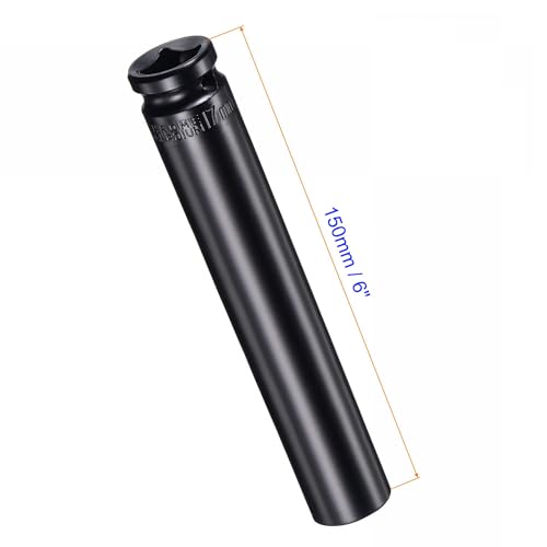 MACHSWON 1/2 Inch Drive - 17mm Deep Impact Socket with 6 Point Design, Heat-Treated Cr-V Steel 150mm Length, Metric Sizes - Image 2
