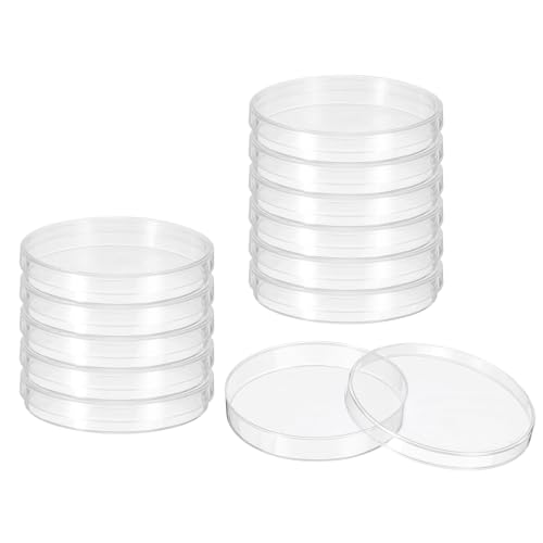 PATIKIL 100mm Plastic Petri Dishes with Lid, 12 Pcs Petri Plates Tissue Culture Plate for Lab Science Experiment, Clear
