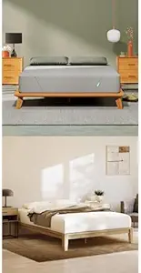 Siena 10” Twin Mattress with Bamboo Bed Frame - Natural Color - Medium Firm Memory Foam - Premium Pressure Relieving Layers - Easy Tool Free Set Up - Holds Up to 800 Pounds