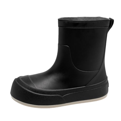 Botas de agua para mujer, con forro cálido, parte inferior gruesa, cómodas, resistentes al agua, fáciles de limpiar, versátiles, para senderismo, trabajo en el patio, actividades al aire libre, Black