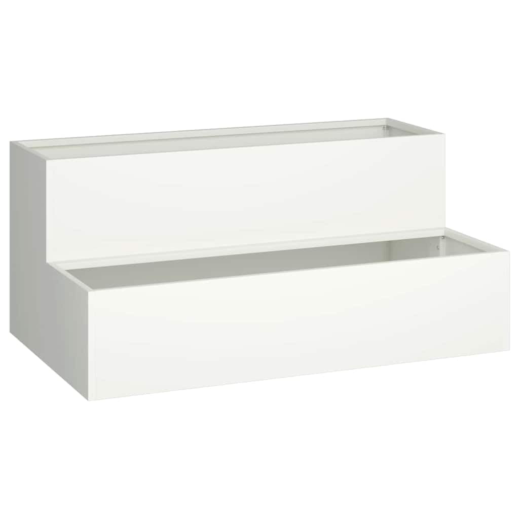 Doniczka ogrodowa Biała 100 x 60 x 45 cm Stal zimnogięta Odporna na warunki atmosferyczne do patio tarasu nowoczesna metalowa donica