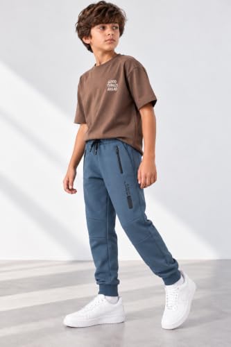 Image of Alan Jones Clothing Boys Solid Joggers Trackpant | Ribbed Hem & Waist | Drawstring Closure | Sizes 5-16 Years | Heavy GSM Fabric