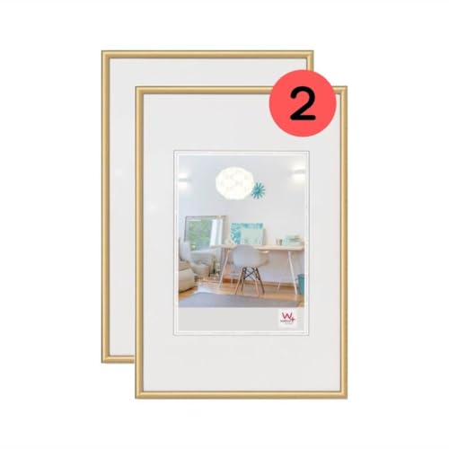 walther design Marco de fotos dorado 30 x 40 cm paquete doble, Marco de plástico New Lifestyle KV040GD
