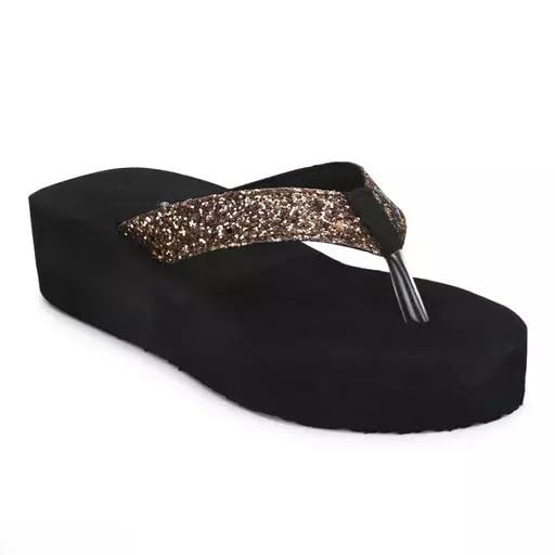 Women’s Black Platform Wedge Flip-Flops Casual Wear Slippers-image-23