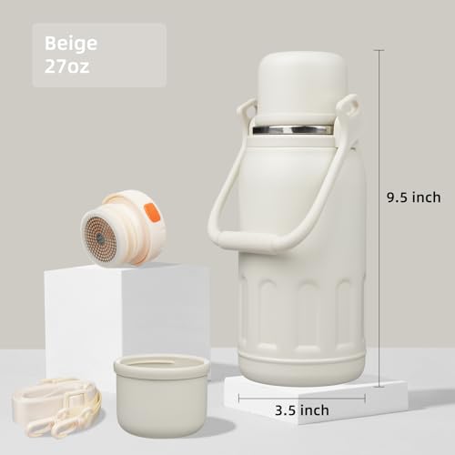 Image of Konokyo 27oz Thermos for Cold Drinks, Insulated Water Bottle, Beige