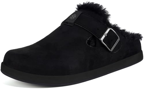 Hsyooes Fur Lined Clogs for Women Men Suede Winter Slippers Arch Support Slip on Mules Potato Shoes with Removable Cushion Footbed Warm Home House Shoes,39,US 7.5 Women/6 Men Black by Hsyooes - Used condition - US$18.29