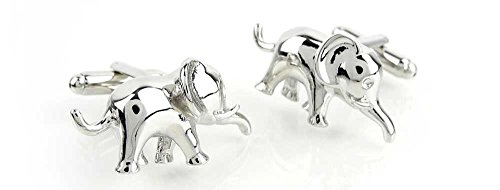 1 Par de Mancuernillas Hombre Elefante Plateadas