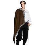 Medieval Cape Men Renaissance Outfit - Shawl Half Cloak, Medieval Samurai Shrug Shoulder Cloak for LARP, Halloween Costume (Reddish Brown)