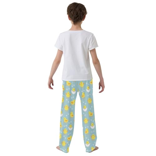 ZZXXB Chick Footprint Boys Long Pants Soft Trousers Elastic Waist Kids Lounge Bottoms with Pockets S-XL3