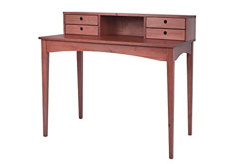 Schreibtisch Charme Kirschbraun - Retro Stil Holzschreibtisch mit Schubladen für Büro Homeoffice - Auch Schminktisch Frisiertisch mit Stauraum - Fein verarbeitetes Massivholz und schönes Design Cover