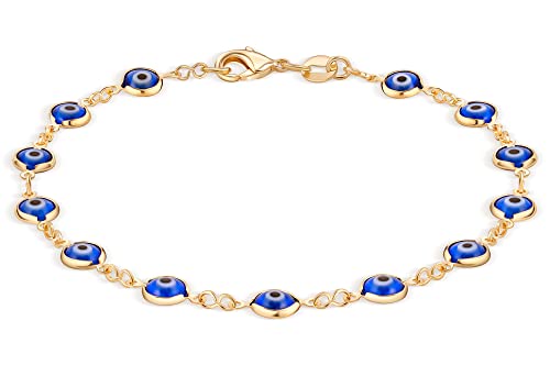 Barzel 18k Gold Plated Evil Eye Anklet Bracelet - Made In Brazil