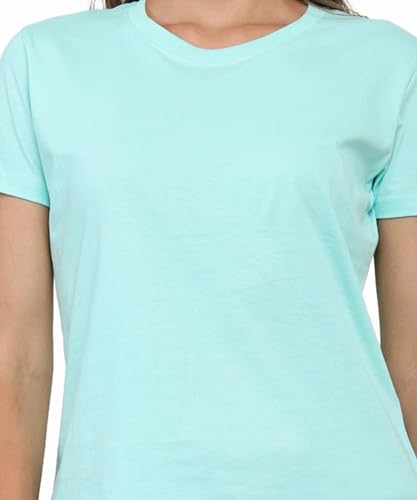 Image of Round Neck T-Shirt Top for Women | Combed Bio-Washed Ring Spun Cotton | Plain | Short Sleeves