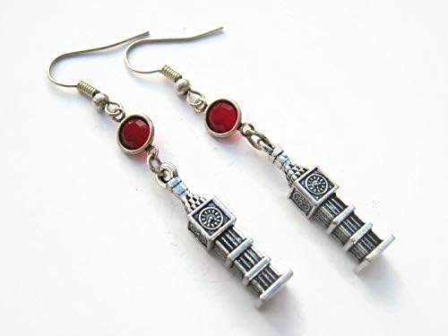 Abundant Earth WorksBig Ben Birthstone Earrings, London Clock Tower Earrings, Personalized Landmark Jewelry, Travel