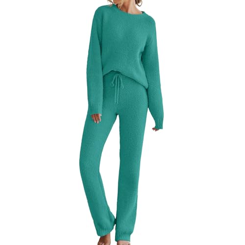 Pyjama chaud femme contre le froid nocturne ensemble en peluche vert pour un sommeil réparateur