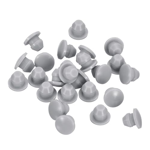 Image of uxcell 28Pcs Silicone Plugs, Rubber Round Snap in Locking Hole Plugs for 4.5mm Hole, Hole Stoppers Waterproof Hole Plug for Metal Tube, Furniture End Caps Inserts, Grey