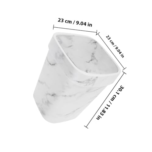Caneca de basura con tapa basculante diseño mármol blanca miniatura 2