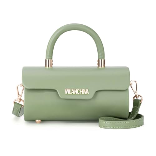 Milan Chiva Small Bags for Women Designer Mini Top Handle Purse Cute Handbags Barrel Shape Purse MC-400LGN