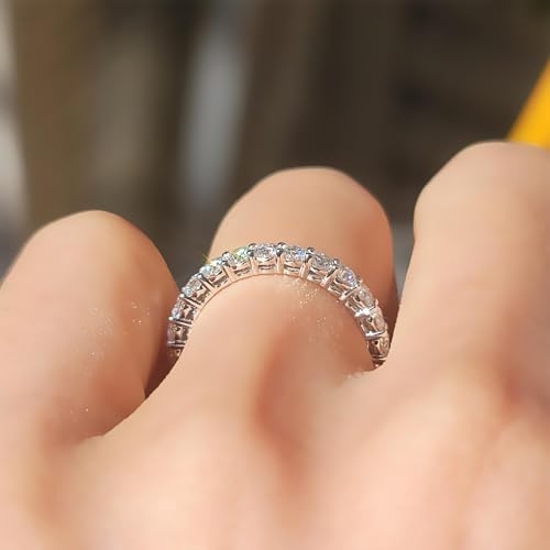 DovEggs Solid 10K White/Yellow Gold 1.6CTW 2.5mm G-H Color Moissanite Full Eternity Engagement Rings Wedding Ring Anniversary Band for Women 6