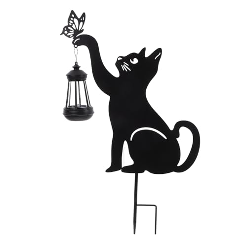 Lampe solaire extérieure chat en fer forgé LED pour décoration jardin