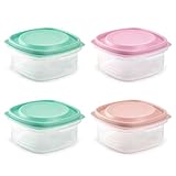 AC - Pack de 4 recipientes herméticos de plástico, Reutilizables, almacenaje, Alimentos, Apto para microondas, Fabricado en España - 500 ml - 6,5 x 13 cm - Color Aleatorio