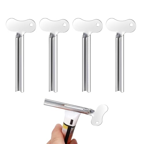 4 Presse-Tubes En Acier Inoxydable, Pour Dentifrice, Colorant Capillaire Et Peinture, Idéal Pour Cuisine, Salle De Bain Et Atelier (Argent).