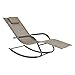 [en.casa] Lettino Prendisole a Dondolo con Cusicno Rimovibile per la Testa Sedia a Sdraio Oscillante per Giardino/Balcone Gambe e Braccioli Rivestiti in Gomma Antischivolo - Beige immagine