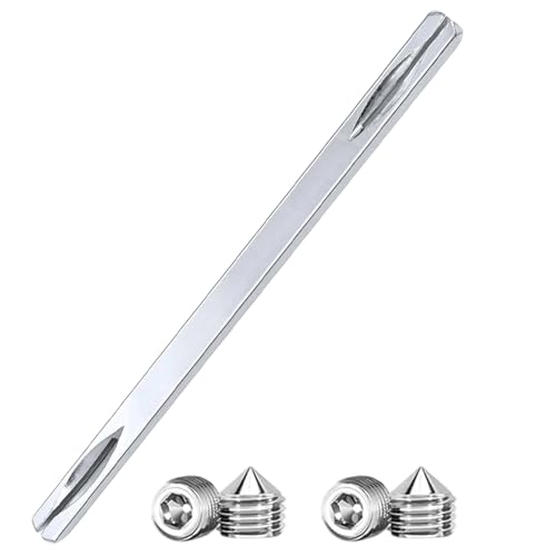 wlsvega Pivote Cuadrado de 8 Mm - 8 Mm Para Tirador de Puerta - Barra de Husillo - 8*150mm,2mm DiseñO de Pasador Ranurado de Doble Ladobarra de Husillo de Manilla Ventana(con 4 Tornillos Hexagonales)