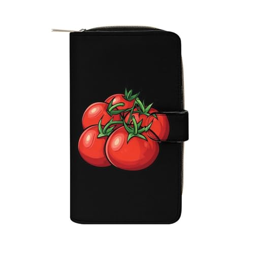 Portefeuille en cuir imprimé tomates avec porte-ID pour hommes et femmes