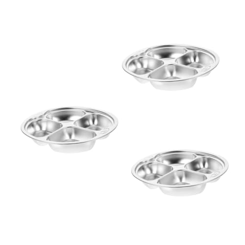 Gatuida 3 Piezas De Platos para Niños Cubiertos Platos para Niños Platos para Bebés Vajilla Kit para Bebés Platos De Acero Inoxidable para Niños Pequeños Cubiertos para Niños