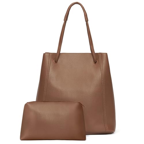 Image of Hand Bags for Women Brown Tote Shoulder Bag Work Everyday Bag Medium Leather Purse
