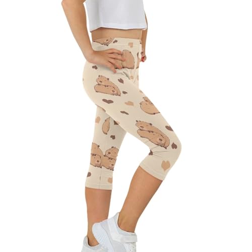 Girls Stretchy Yoga Pants Kids Athletic Leggings Comfortable Capri Trousers Elastic Waistband Dance Leggings2