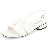 Journee Womens Woven Slingback Inset Low Covered Block Heel Open Square Toe Tabatha Comfort Foam Sandals White, 8 Wide