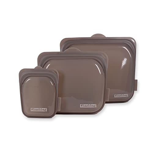 Zip Beutel aus Silikon | 3er-Pack mit 3 Größen | Silikonbeutel für Lebensmittel oder Utensilien | wiederverwendbare Gefrierbeutel | 120ml + 1000ml + 1950ml (Stone) Cover