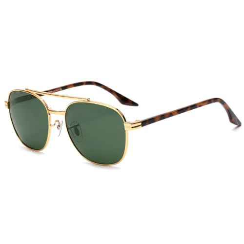 Lunettes de soleil anti eblouissement style vintage noires avec verres C2 vert reposants