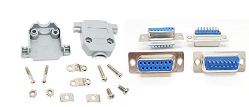 Pc Accessories - Connectors Pro 10 Sets Solder Type DB15 Female and Plastic Hoods, D-Sub Connector + Hoods, 20-Pack (10 DB15 Female + 10 Hoods)
