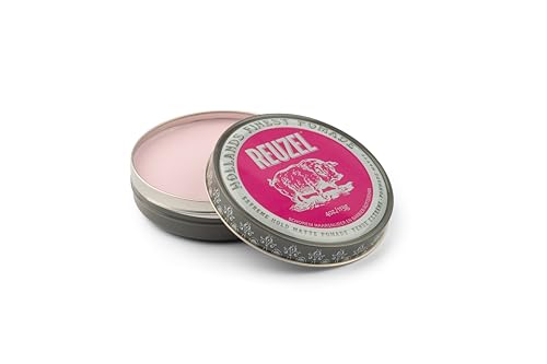REUZEL Pink Extreme Hold Matte Pomade, Strongest All Day Hold, Water Soluble Styling, No Shine & Flake Free, Easy To Wash Out