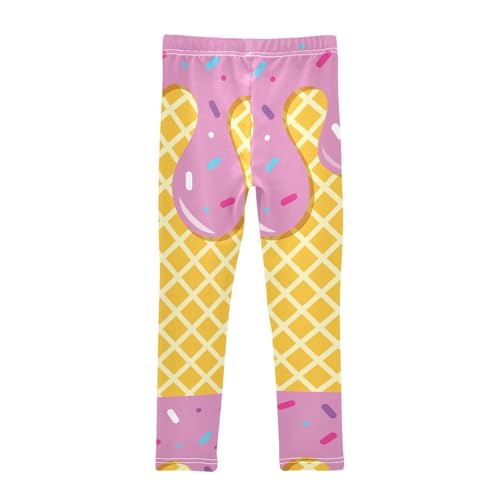 Waffle Pink Cream Girls Leggings,Workout Leggings for Girls Toddler Athletic Legging Size for 3-10T2