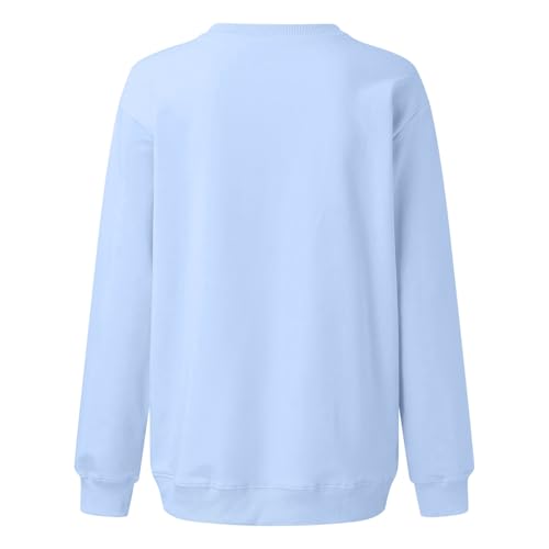 Image of Women Crew Neck Sweatshirts Fall Casual Oversized Sweat Shirts Long Sleeve Cute Preppy Sweatshirt Comfort Pullover