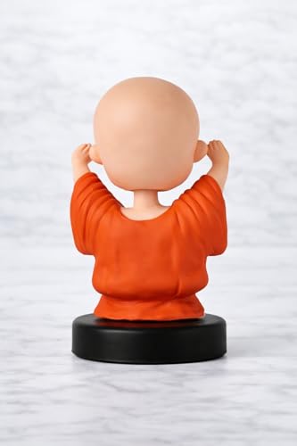 Image of Buddha Ji Laughing Monk Bobble Head Idol for Car Dashboard | Moving Head | Decorative Dashboard Showpiece for Car, Office Table, Study Desk & Home Decor