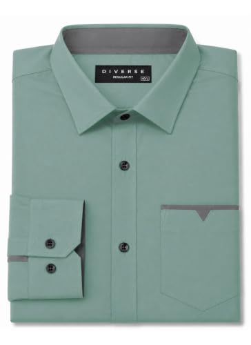 Image of Diverse Men's Cotton Blend Shirt with Pocket Design Spread Collar Full Sleeves Regular Fit and Standard Length | Comfortable Cotton Casual Shirt for Man