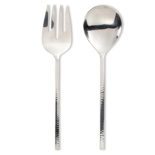 Abbott Collection Shiny Hammer Salad Servers - Stainless Steel, (11"L)