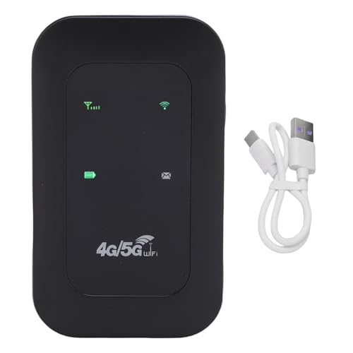 Mobiler WiFi Hotspot, 4G LTE Tragbare WiFi -Router 300 Mbit/S mit SIM -Kartensteckplatz, Unterstützung von 10 Geräten für, Wohnmobil und Reisen Schwarz