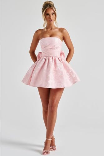 Jacquard Satin Homecoming Dresses Cocktail Pary Dresses with Bow4