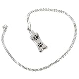 GRIRIW Collar Urna Cremación para Cenizas de Perro Colgante de Acero Inoxidable Resistente y Pulido Joyería Memorial para Mascotas Queridas Diseño Portátil y Seguro