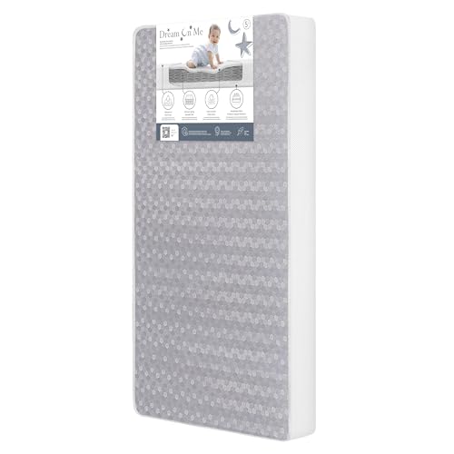 Dream On Me 2-in-1 Breathable Slumber 6' 112 Coil Crib & Toddler Mattress – Grey, Dual-Sided Support, Waterproof Vinyl Cover, GREENGUARD Gold & JPMA Certified, Fits Full Size Cribs & Toddler Beds
