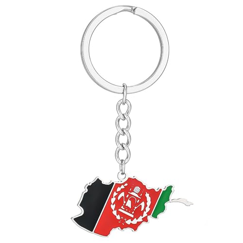 Porte-clés tendance | Carte de l'Afghanistan Porte-clés pour homme et femme Acier doré argenté Carte afghane Porte-clés Sac Accessoires de voiture, Argenté., Pendant 4*2.1cm
