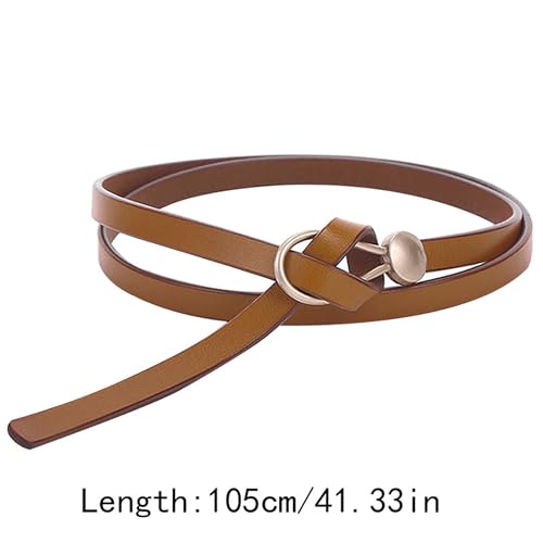 Women's Leather Belt Dress Belt Fashion Skinny Belt Tie A Knot Leather Waist Belt Knotted Decorative Belt2