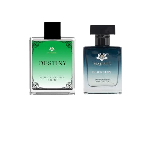 Image of Destiny & Black Fury Perfume Pack of 2 | Unisex Eau de Parfum Set | Fragrance Combo for Men and Women | Stylish Everyday Wear Perfume with Rich Aroma | Destiny 100 Ml & Black Fury 50ml