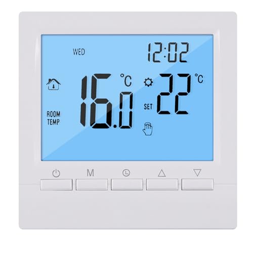 casstaly Termostato digital programable de 3 A, controlador semanal de temperatura ambiente para calefacción eficiente del hogar, retroiluminación blanca