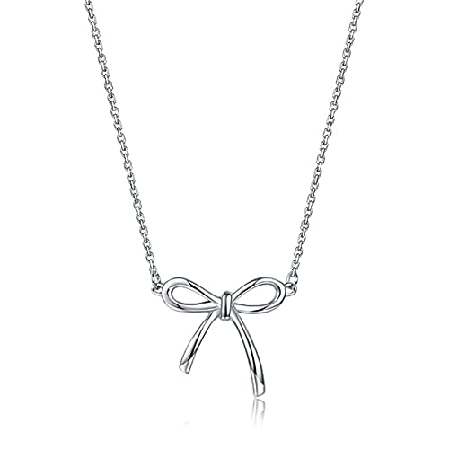 AMIREUX Tiny Bow Tie Necklace, Dainty Bow Jewelry for Girls Pendant Necklace, Stainless Steel Kids Bow Necklace Cute Girls Pendant Simple Necklace Bow Tie Gifts for Teen Girls